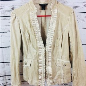 White House black market tan velour satin Jacket